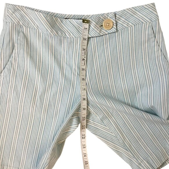 Talbots Linen Blend Striped Women Bermuda Shorts Pockets Stretch Blue Preppy 4P - Picture 4 of 6